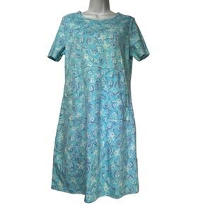 appleseed’s beach seashell short sleeve front pockets dress petite size PM